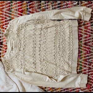 Anthropology Sequin White Sweatshirt